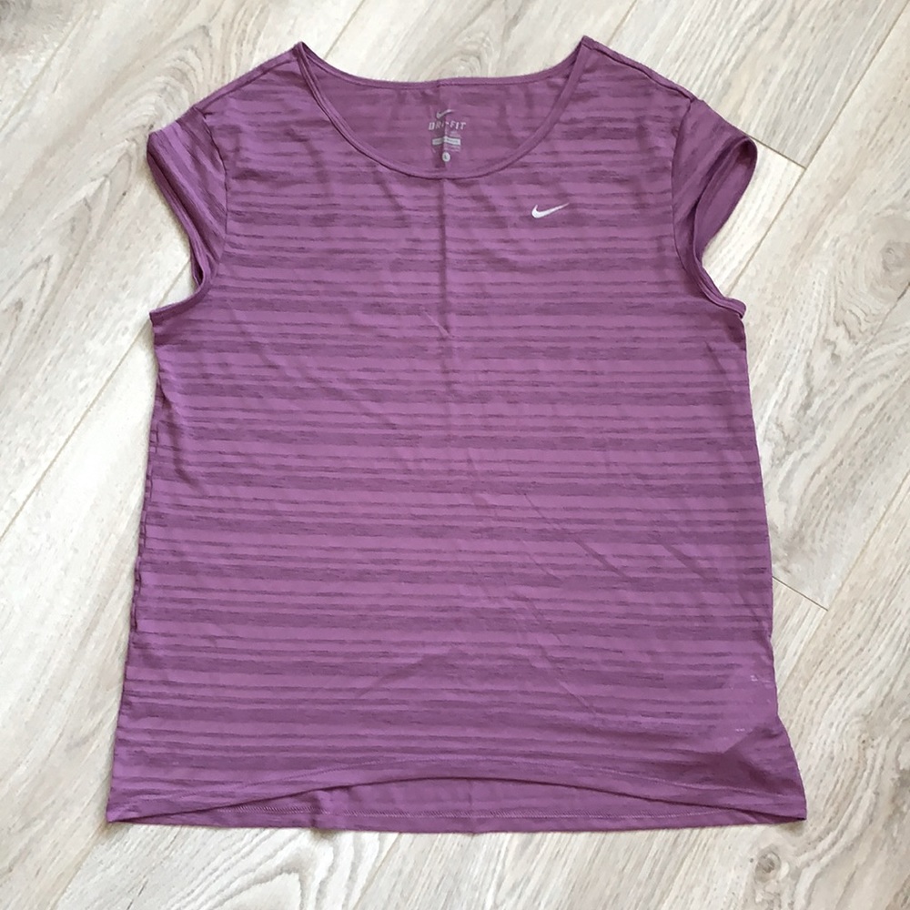 Nike Dri-Fit Sheer Purple T-Shirt Top Sz L